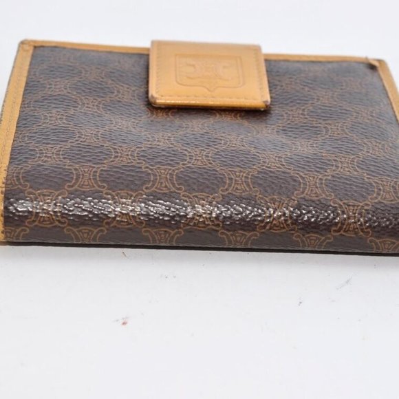 0404221 Celine Macadam Triomphe Clasp Bi-Fold Wallet Leather Brown Logo - Picture 5 of 10